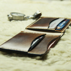 Coffee Vintage Leather Mens Slim Small Wallet Leather Bifold Wallets for Men - iwalletsmen