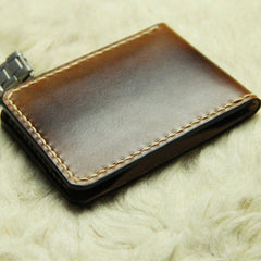 Coffee Vintage Leather Mens Slim Small Wallet Leather Bifold Wallets for Men - iwalletsmen