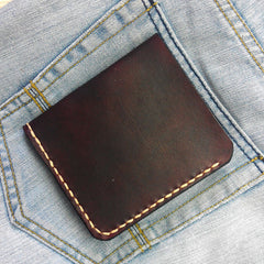 Coffee Vintage Leather Mens Small Wallet Leather Bifold Wallets for Men - iwalletsmen
