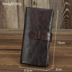Black Leather Men's Bifold Long Wallet with Coin Pocket Billfold Wallet Card Wallet For Men - iwalletsmen