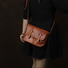 Vintage Brown Leather Men's Side Bag Messenger Bag Brown Courier Bag For Men - iwalletsmen