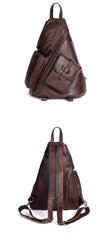 Men's Leather Sling Bag Large Convertible Cool Backpacks Sling Crossbody Pack For Men