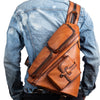 Leather Sling Backpack - Front View - iwalletsmen
