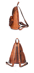 Cool Men's Brown Leather Sling Bag Large Convertible Backpacks Sling Crossbody Pack For Men