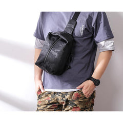 Cool Black Nylon Men's Sling Bag Camouflage Chest Bag Nylon One shoulder Backpack Sports Bag For Men - iwalletsmen