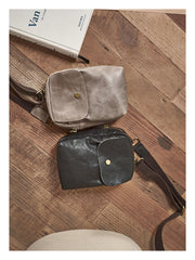 Cool Black Leather Mens Small Messenger Bag Courier Bag Chest Bag Phone Side Bag for men - iwalletsmen