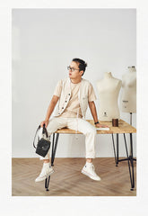 Cool Black Leather Mens Small Messenger Bag Courier Bag Chest Bag Phone Side Bag for men - iwalletsmen