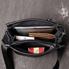 Cool Black LEATHER MENS Vertical SIDE BAGS COURIER BAG Black Vertical MESSENGER BAG FOR MEN - iwalletsmen