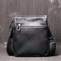 Cool Black LEATHER MENS Vertical SIDE BAGS COURIER BAG Black Vertical MESSENGER BAG FOR MEN - iwalletsmen