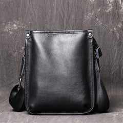 Cool Black LEATHER MENS Vertical SIDE BAGS COURIER BAG Black Vertical MESSENGER BAG FOR MEN - iwalletsmen