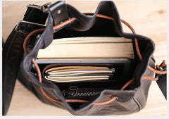 Cool Black Leather Men's Sling Pack Chest Bag One shoulder Backpack Crossbody Pack For Men - iwalletsmen