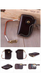 Cool Black Leather Men's Biker Key Wallet Card Holder Key Chain Key Holders Key Holder For Men - iwalletsmen