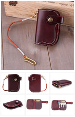 Cool Black Leather Men's Biker Key Wallet Card Holder Key Chain Key Holders Key Holder For Men - iwalletsmen