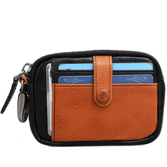 Cool Black Leather Men's Key Wallet Zip Small Car Key Wallet Card Wallet For Men