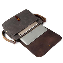 Cool Black Canvas Leather Mens Brown Courier Bag Messenger Bags Casual Postman Bags for Men - iwalletsmen