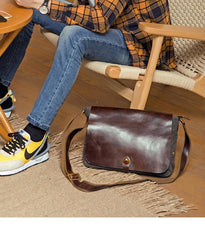 Cool Black Canvas Leather Mens Brown Courier Bag Messenger Bags Casual Postman Bags for Men - iwalletsmen