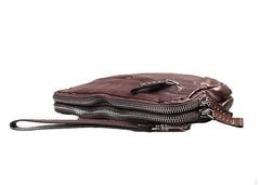 Cool Black Leather Mens Long Wallets Large Double Zipper Clutch Wallet Coffee Vintage Clutch Purse For Men - iwalletsmen