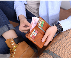 Cool Brown Leather Mens Bifold Small Wallets Black billfold Wallet Front Pocket Wallet For Men - iwalletsmen
