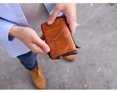 Cool Brown Leather Mens Bifold Small Wallets Black billfold Wallet Front Pocket Wallet For Men - iwalletsmen
