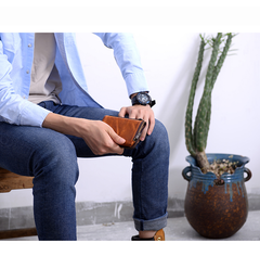 Cool Brown Leather Mens Bifold Small Wallets Black billfold Wallet Front Pocket Wallet For Men - iwalletsmen