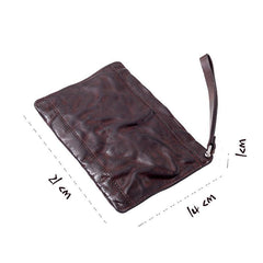 Cool Black Leather Mens Wristlet Wallets Zipper Clutch Wallet Coffee Wristlet Vintage Clutch Purse For Men - iwalletsmen