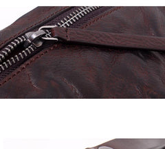 Cool Black Leather Mens Wristlet Wallets Zipper Clutch Wallet Coffee Wristlet Vintage Clutch Purse For Men - iwalletsmen