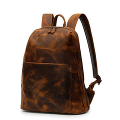 Black Mens Leather 14 inches School Laptop Backpack Brown Satchel Backpack for Men - iwalletsmen
