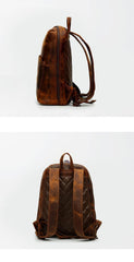Black Mens Leather 14 inches School Laptop Backpack Brown Satchel Backpack for Men - iwalletsmen