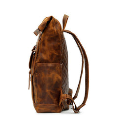 Black Mens Leather 15 inches Large School Laptop Backpack Brown Travel Backpacks for Men - iwalletsmen
