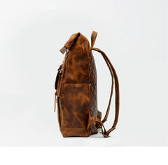 Black Mens Leather 15 inches Large School Laptop Backpack Brown Travel Backpacks for Men - iwalletsmen