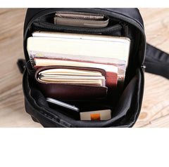 Cool Black Nylon Backpack Men's Sling Bag Chest Bag Black One shoulder Backpack Sling Pack For Men - iwalletsmen