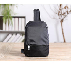 Cool Black Nylon Backpack Men's Sling Bag Chest Bag Black One shoulder Backpack Sling Pack For Men - iwalletsmen