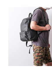 Cool Black Nylon Backpack Men's 14 inches Waterproof Backpack School Backpack For Men - iwalletsmen