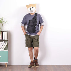 Cool Black Nylon Men's Sling Bag Chest Bag Nylon One shoulder Backpack Sling Pack For Men - iwalletsmen