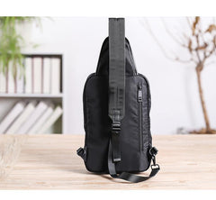 Cool Black Nylon Men's Sling Bag Chest Bag Nylon One shoulder Backpack Sling Pack For Men - iwalletsmen