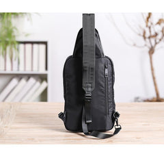 Cool Black Nylon Men's Sling Bag Chest Bag Nylon One shoulder Backpack Sling Pack For Men - iwalletsmen
