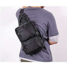 Cool Black Nylon Men's Sling Bag Chest Bag Nylon One shoulder Backpack Sling Pack For Men - iwalletsmen