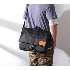 Cool Black Nylon MENS Waterproof Laptop Bag Black Nylon Messenger Bag Courier Bag For Men - iwalletsmen