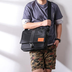 Cool Black Nylon MENS Waterproof Laptop Bag Black Nylon Messenger Bag Courier Bag For Men - iwalletsmen