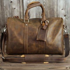 Brown Leather Men's 14 inches Overnight Bag Travel Bag Luggage Weekender Bag For Men - iwalletsmen