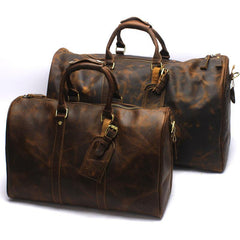 Brown Leather Men's 14 inches Overnight Bag Travel Bag Luggage Weekender Bag For Men - iwalletsmen