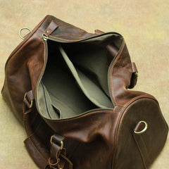 Brown Leather Men's 14 inches Overnight Bag Travel Bag Luggage Weekender Bag For Men - iwalletsmen