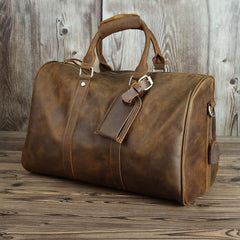 Brown Leather Men's 14 inches Overnight Bag Travel Bag Luggage Weekender Bag For Men - iwalletsmen