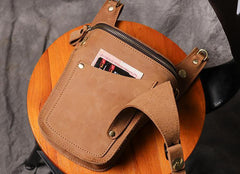 Cool Tan Men's Motorcycle Belt Pouch Belt Bag Leather Drop Leg Bag Waist Bag For Men - iwalletsmen