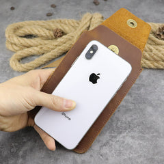 Cool Leather Men's Slim Cell Phone Holster Phone Holster Belt Bag Belt Pouch For Men - iwalletsmen