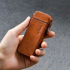 Brown Leather Mens 20pcs 100s Cigarette Holder Case Cool Custom Cigarette Case for Men