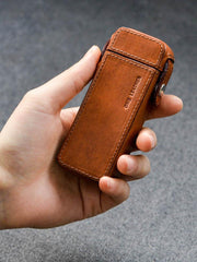 Brown Leather Mens 20pcs 100s Cigarette Holder Case Cool Custom Cigarette Case for Men