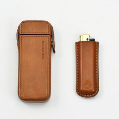 Cool Brown Leather Mens 20pcs 100s Cigarette Holder Case Cool Custom Cigarette Case for Men