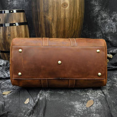 Cool Brown Leather Mens Weekender Bag Dark Coffee Travel Duffle Bag for Men - iwalletsmen
