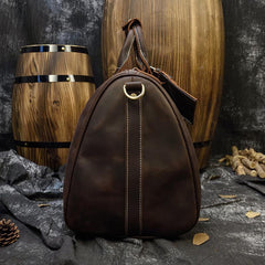 Cool Brown Leather Mens Weekender Bag Dark Coffee Travel Duffle Bag for Men - iwalletsmen